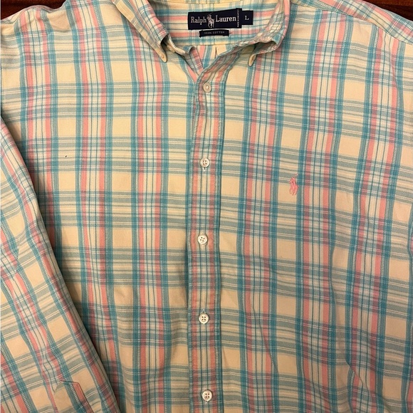 Vintage Mens Polo Ralph Lauren Plaid Shirt Size Large 100% Cotton - Picture 3 of 6
